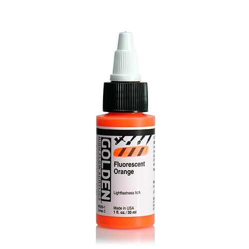 Golden, High Flow, Acrylic Paint, 1oz, Fluorescent Orange